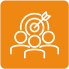Target icon with customer group representing customer loyalty and engagement